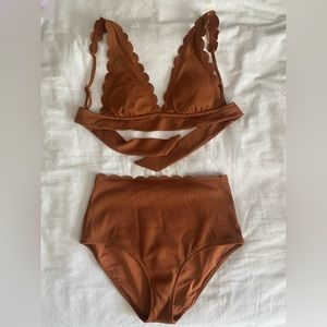 Aerie waffle high waist swim suit